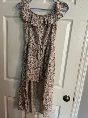 art class Cream Maxi Dress with Brown & Blue Floral Print